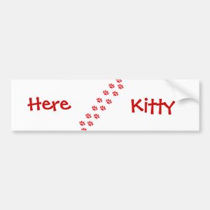 Here Kitty Cat Paws Bumper Sticker