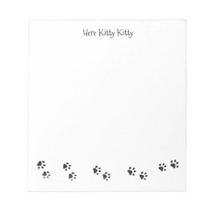 Here Kitty Kitty Paw Prints Note Pad