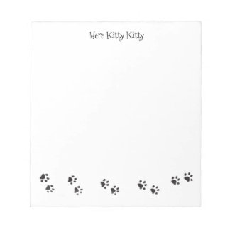 Here Kitty Kitty Paw Prints Note Pad