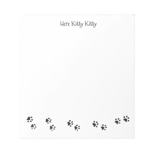 Here Kitty Kitty Paw Prints Note Pad (Front)