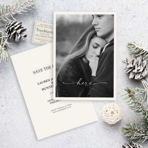 Here | Romantic Photo Wedding Save the Date Invitation