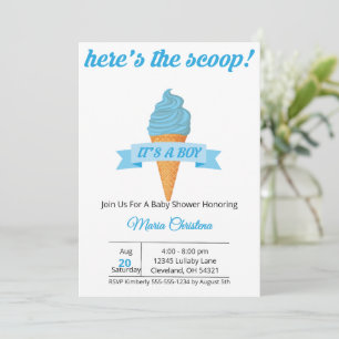 Here’s the Scoop – It’s a Boy Baby Shower Invitation