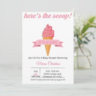 Here’s the Scoop – It’s a Girl Baby Shower Invitation
