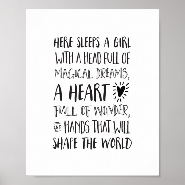 Here Sleeps a Girl with a Head Full of Dreams a He Poster (Front)
