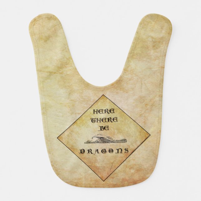 Here There Be Dragons Baby Bib (Front)