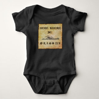 Here There Be Dragons Baby Bodysuit