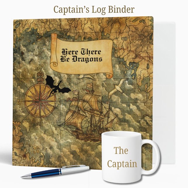 Here There Be Dragons Captain's Log  3 Ring Binder (Here There Be Dragons Captain's Log Binder)