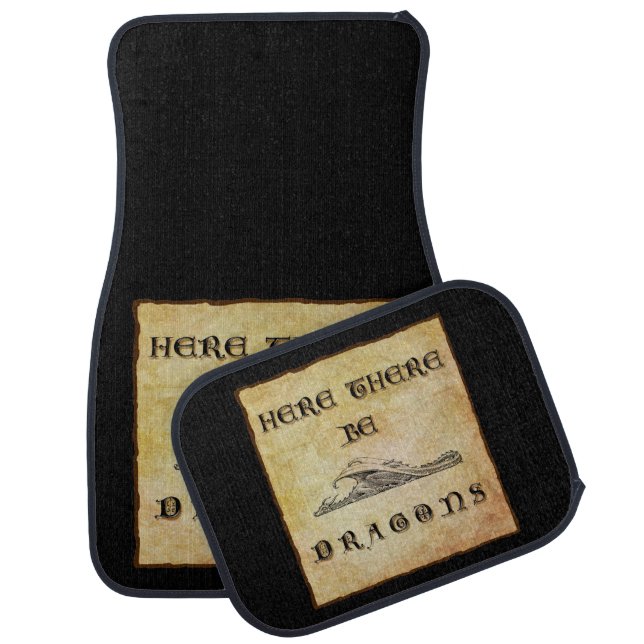 Here There Be Dragons Car Floor Mat (Set)