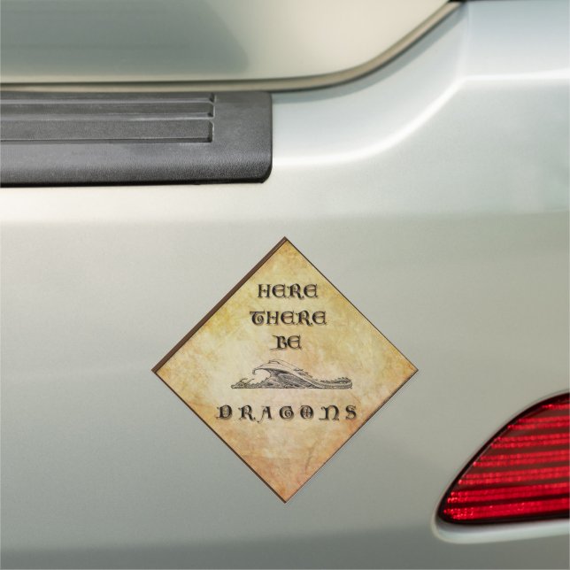 Here There Be Dragons Car Magnet (In Situ)
