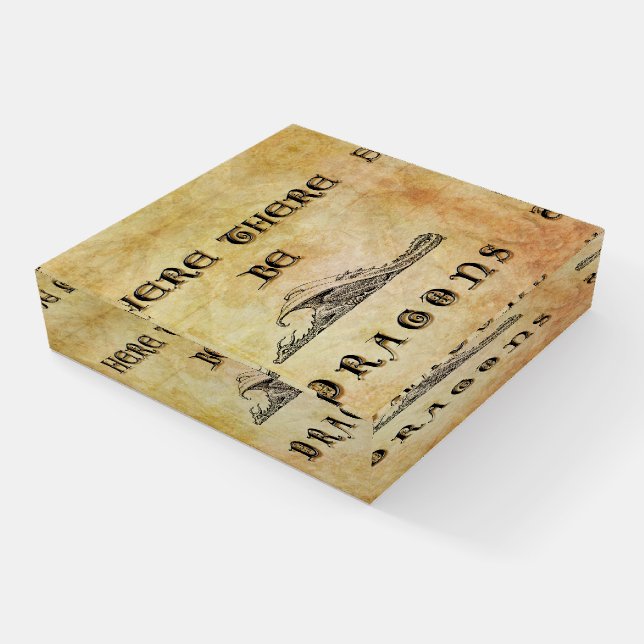 Here There Be Dragons Paperweight (Angled)