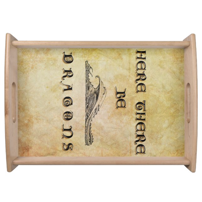 Here There Be Dragons Serving Tray (Front)