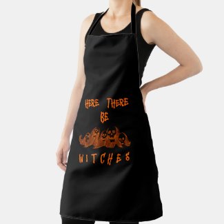 Here There Be Witches All-Over Print Apron