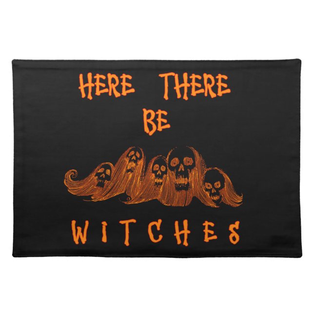 Here There Be Witches Cloth Placemat (Front)