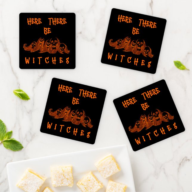 Here There Be Witches Coaster Set (In Situ)