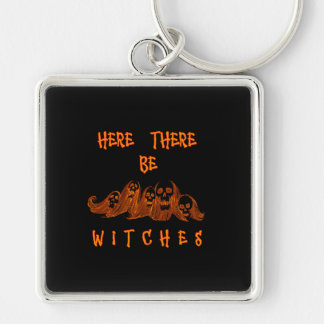 Here There Be Witches Keychain