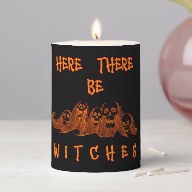 Here There Be Witches Pillar Candle (In Situ)