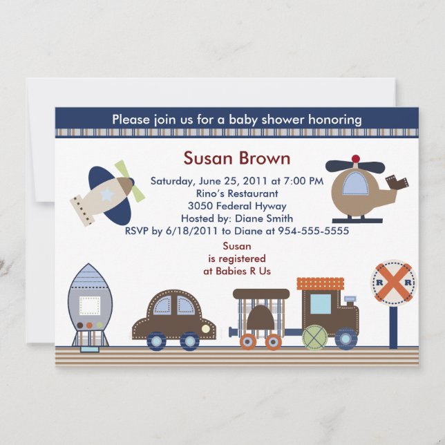 Here, There, Everywhere Boy Baby Shower Invitation (Front)