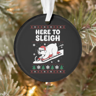 Here To Sleigh Christmas Polar Bear Sled Snow Xmas Ornament
