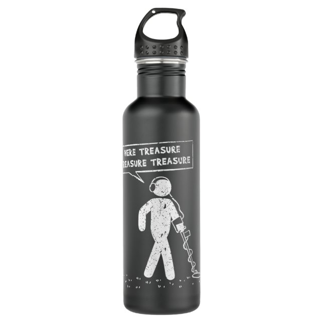Here Treasure Metal Detecting Detector Treasure Hu Stainless Steel Water Bottle (Front)