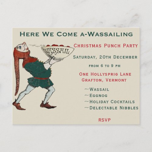 Here We Come a_Wassailing Vintage Christmas Party Postcard