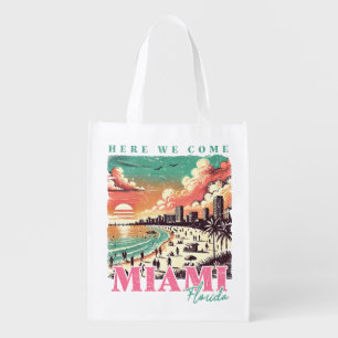 Here We Come Miami Florida – Vintage Miami Beach Grocery Bag