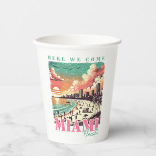 Here We Come Miami Florida – Vintage Miami Beach Paper Cups