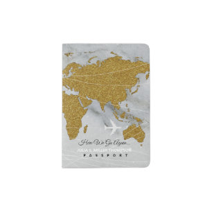 Here We Go Again... gold map on gray Passport Holder