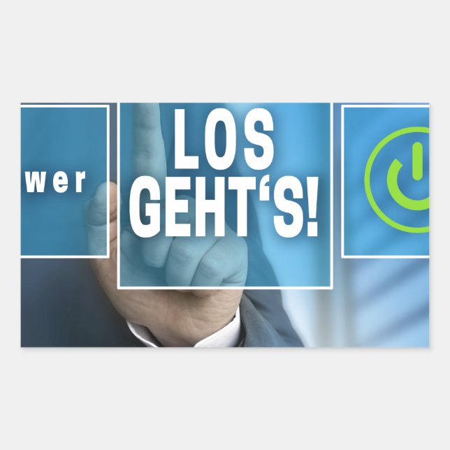 Here we go (german los gehts) touchscreen concept rectangular sticker (Front)