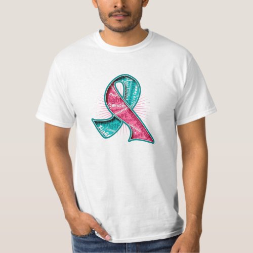 Hereditary Breast Cancer Slogan Watermark Ribbon T_Shirt