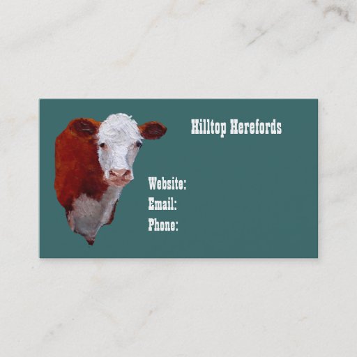 Customizable Hereford Beef: Business Card: Oil Painted Art