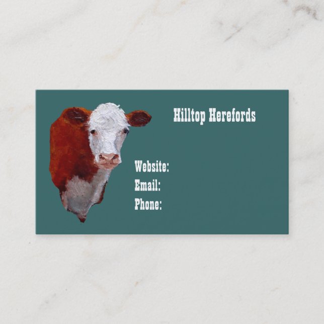 Hereford Beef: Business Card: Oil Painted Art Business Card (Front)