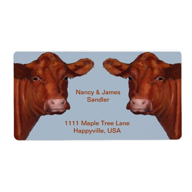 Hereford Beef Couple: Original Oil Pastel Art Label (Front)