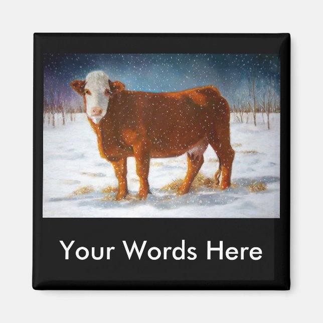 HEREFORD BEEF COW: PASTEL ART MAGNET (Front)