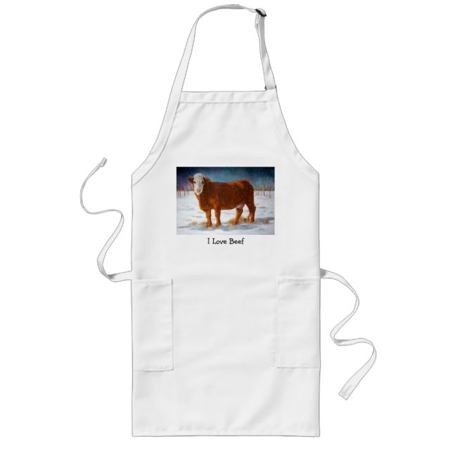 HEREFORD BEEF COW: PASTEL PAINTING: SNOW LONG APRON (Front)
