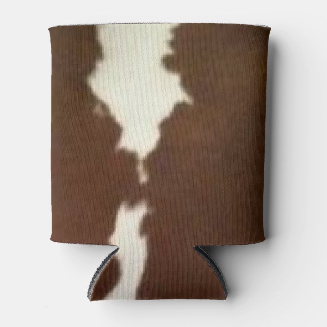 Hereford Brown and White Faux Cowhide Can Cooler (Front)