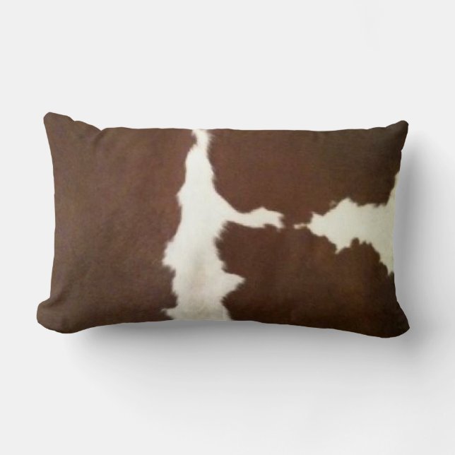 Hereford Brown and White Faux Cowhide Lumbar Lumbar Pillow (Front)