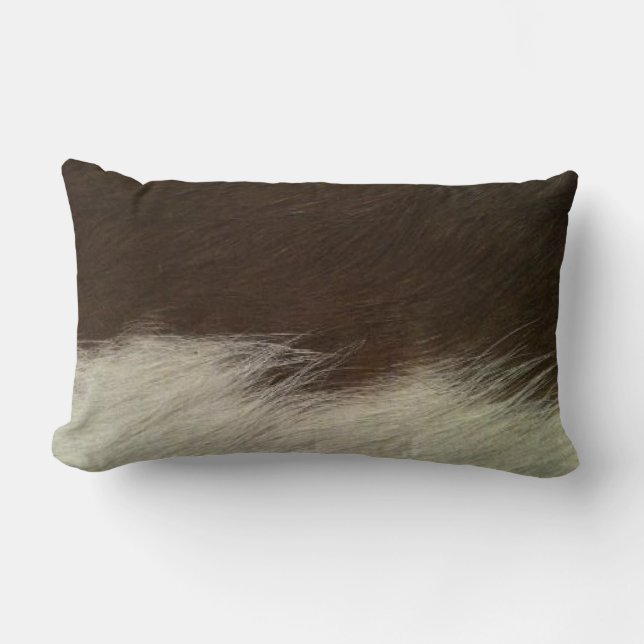 Hereford Brown and White Faux Cowhide Lumbar Lumbar Pillow (Front)