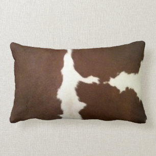 Hereford Brown and White Faux Cowhide Lumbar Pillow