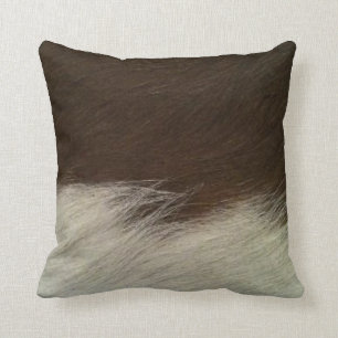 Hereford Brown and White Faux Cowhide Throw Pillow