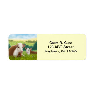 Hereford Cow and Calf Customizable Label