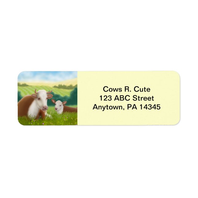 Hereford Cow and Calf Customizable Label (Front)