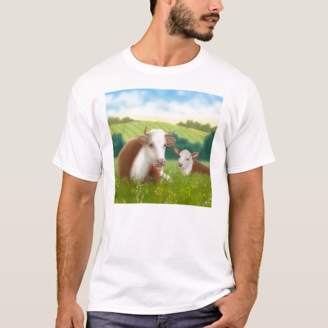 Hereford Cow and Calf T-Shirt (Front)