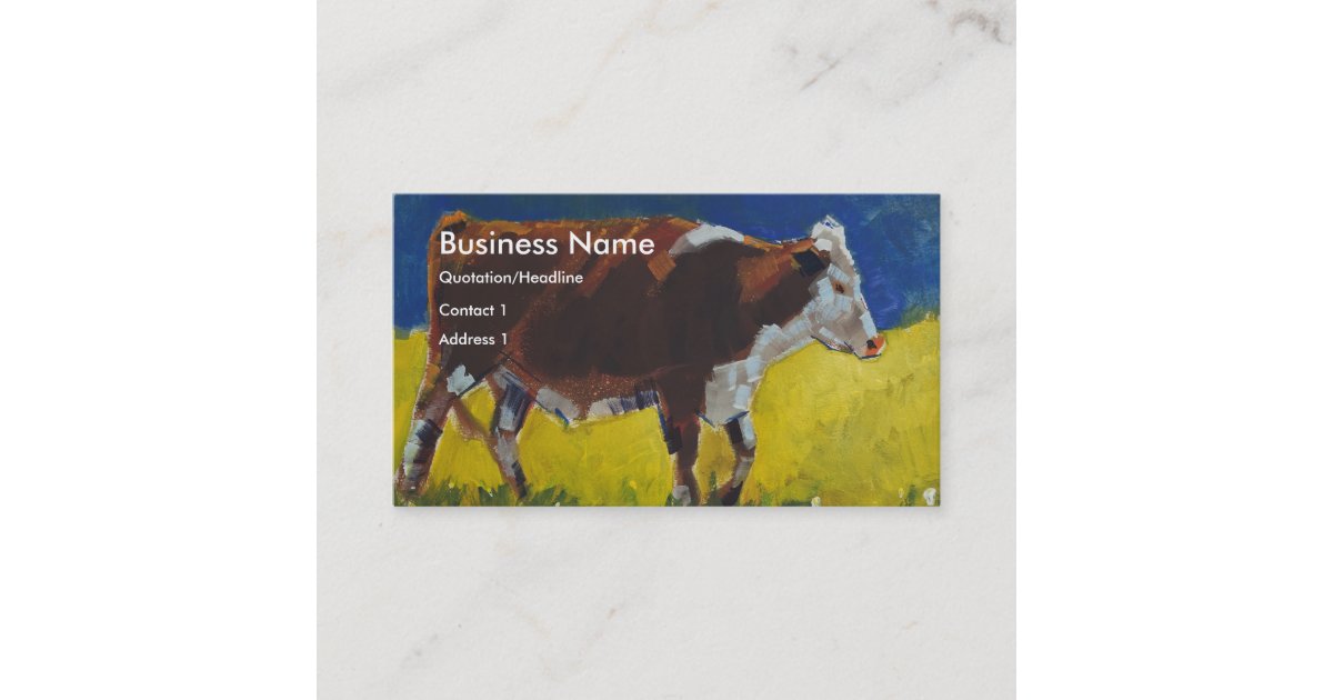 Hereford Cow Brown Steer Painting Business Cards Zazzle Com