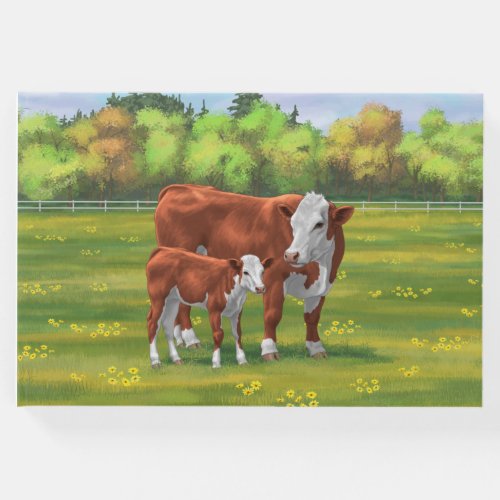 Hereford Cow  Cute Calf in Summer Pasture Guest Book