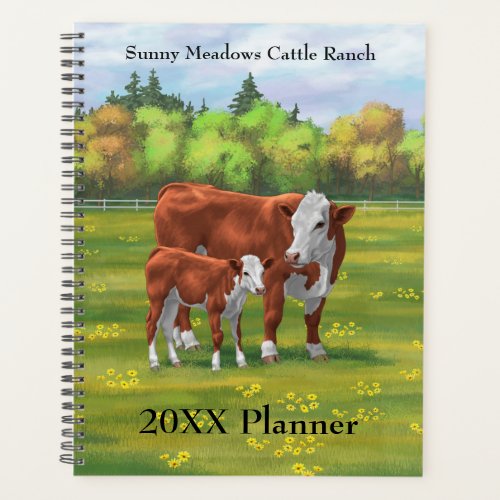 Hereford Cow  Cute Calf in Summer Pasture Planner