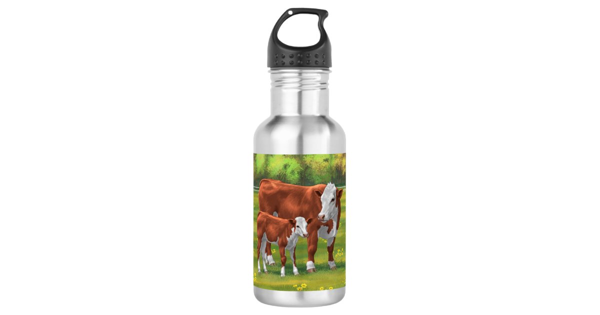 Baby Cows On The Farm Kids 12 oz Water Bottle Flip Top