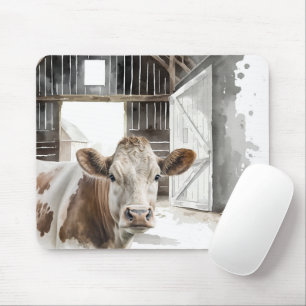 Hereford Cow In Barn Mouse Pad