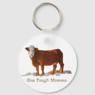 Hereford Cow: One Tough Momma: Mother's Day Keychain