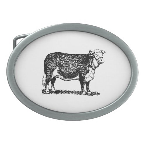 Hereford Cow Oval Belt Buckle