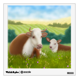 Hereford Cow with Calf Wall Decal